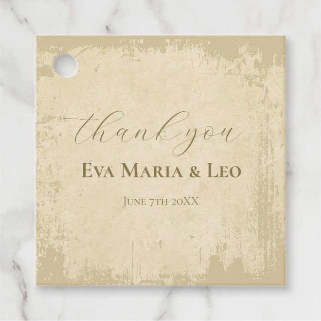 Étiquettes Cadeau Élégant Merci Mariage Hors Blanc (Devant)