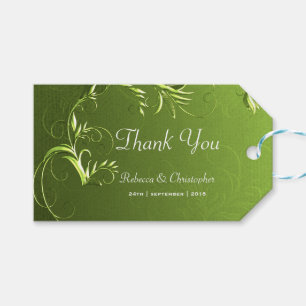 Étiquettes-cadeau Élégant Merci Mariage vert
