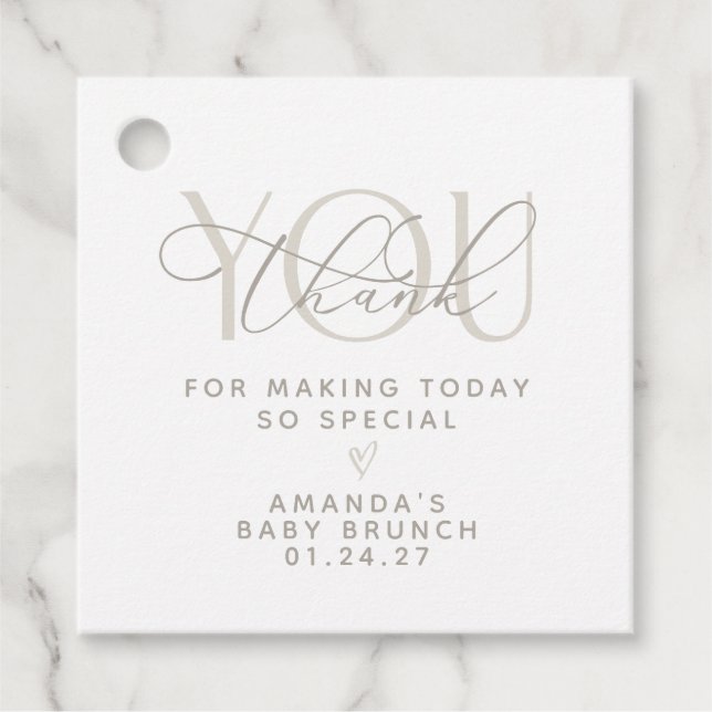 Étiquettes Cadeau Élégant Merci neutre crémeux (Devant)