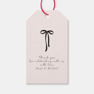 Étiquettes-cadeau élégant Merci rose lait