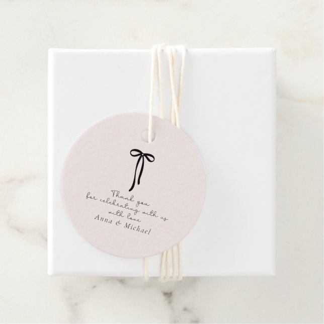 Étiquettes Cadeau élégant Merci rose lait (En situation)