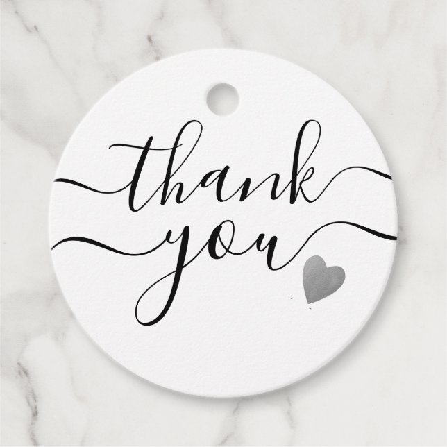 Étiquettes Cadeau Élégant Merci Script mariage Faveur (Devant)