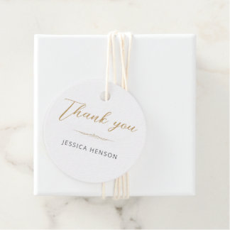 Étiquettes Cadeau Elegant Minimalist Gold Script Birthday Thank you