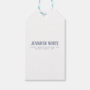 Étiquettes-cadeau Élégant Minimaliste Bleu & Blanc Audacieux Rétro