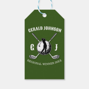 Étiquettes-cadeau Élégant Minimaliste Golf Monogr...