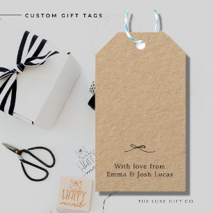 Étiquettes-cadeau Élégant Minimaliste Kraft Noir Nouvellement Mariés
