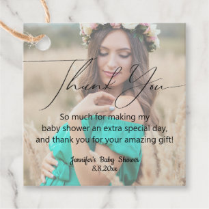 Étiquettes Cadeau élégant minimaliste merci photo baby shower
