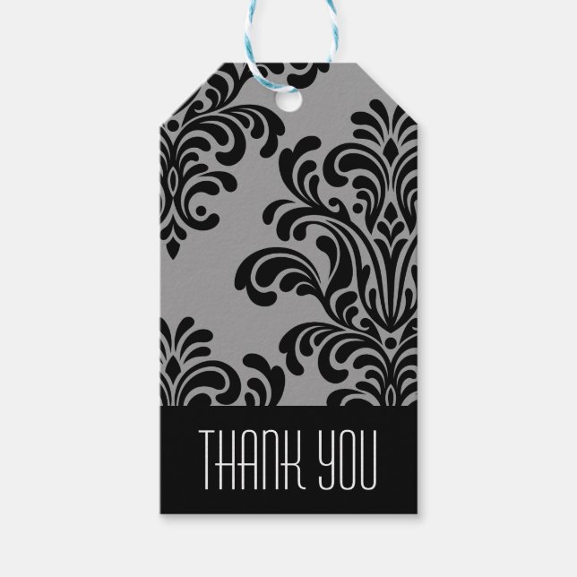 Étiquettes-cadeau Elégant modèle Damask Merci (Devant)