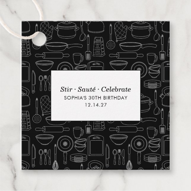 Étiquettes Cadeau Elegant Modern Cooking Party Chef Birthday Party (Devant)