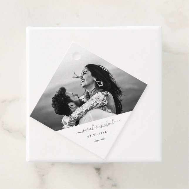 Étiquettes Cadeau Elégant moderne Mariage photo simple Merci (En situation)