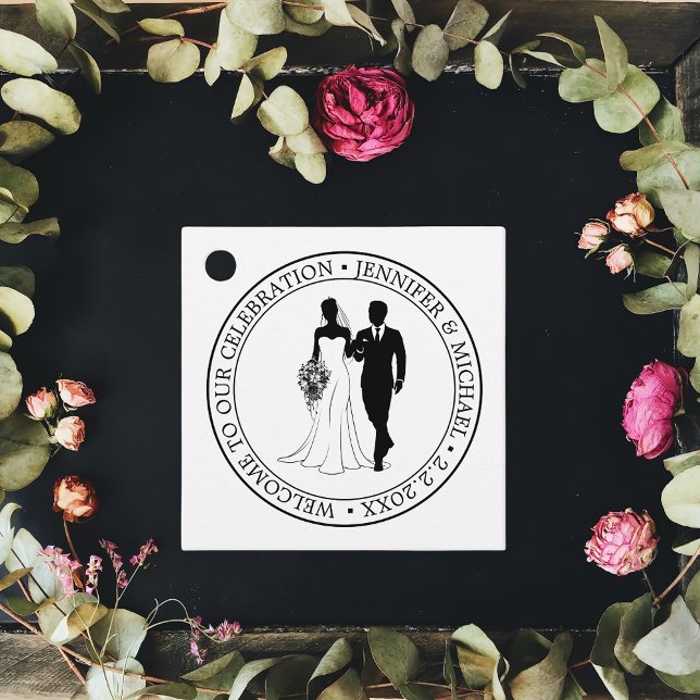 Étiquettes Cadeau élégant moderne minima typographie couple mariage (Créateur téléchargé)