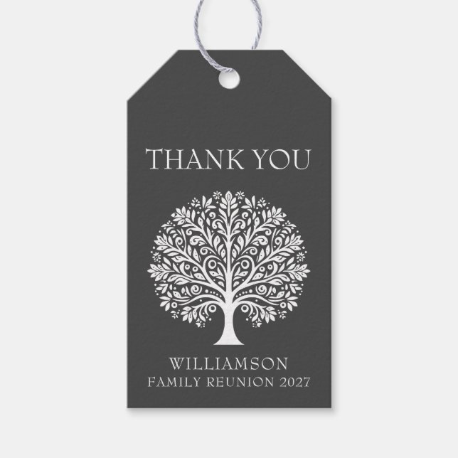 Étiquettes-cadeau Élégant Moderne Simple Arbre Famille Réunion (Devant)