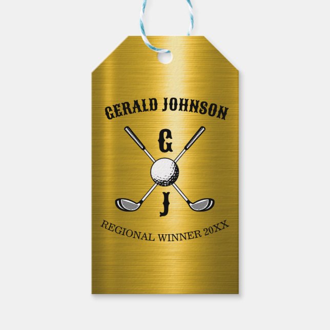 Étiquettes-cadeau Élégant Monogr Minimaliste Golf... (Devant)