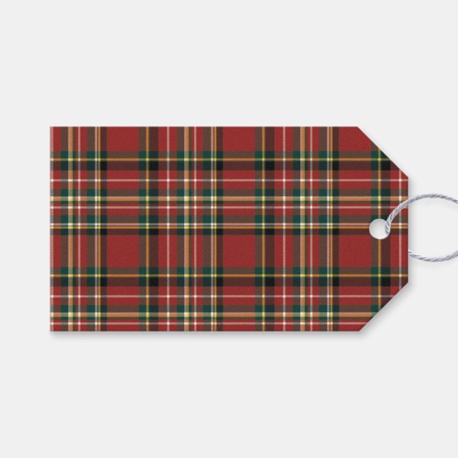Étiquettes-cadeau Elegant Monogram Red Plaid Merry Christmas Holiday (Devant (Horizontal))