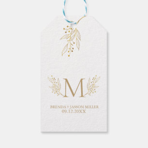 Étiquettes-cadeau Élégant monogramme bleu neuf