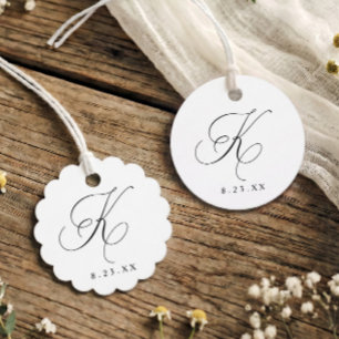 Étiquettes Cadeau Élégant Monogramme Initiale K Mariage Calligraphié