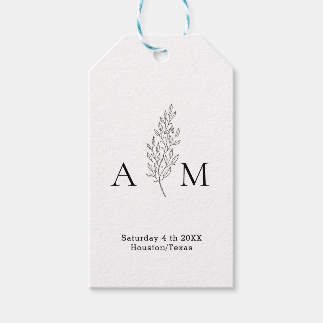 Étiquettes-cadeau Élégant Monogramme minimal ligne Art (Devant)