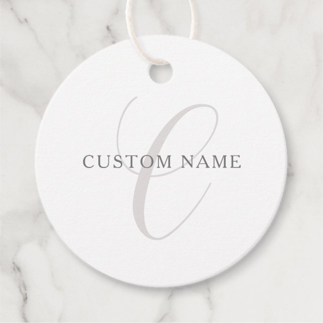 Étiquettes Cadeau Élégant Monogramme moderne | Gris et blanc (modifi (Devant)