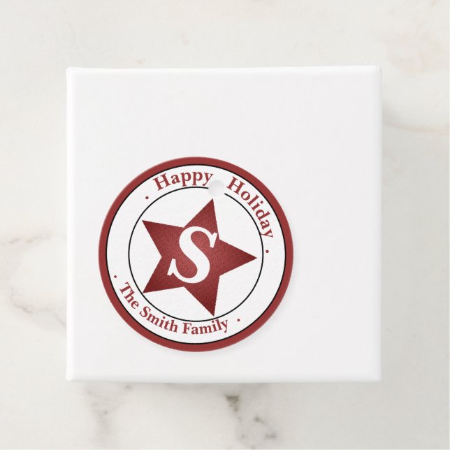 Étiquettes Cadeau Élégant Monogramme moderne Nom personnalisé Joyeux (En situation)