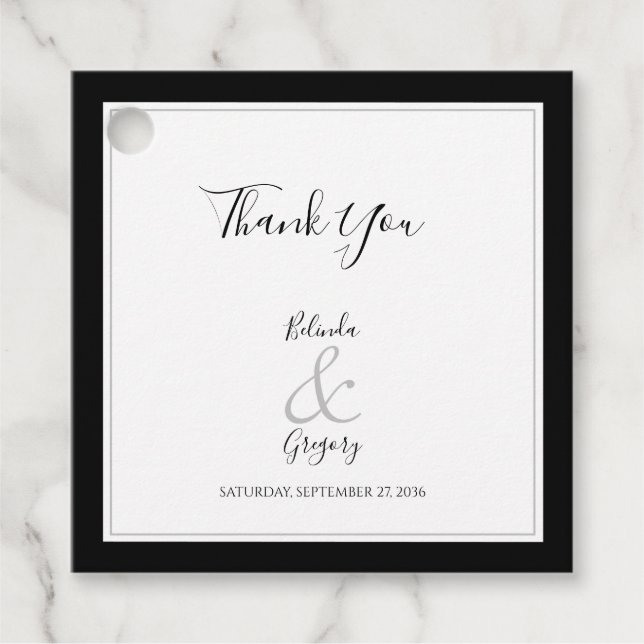 Étiquettes Cadeau Élégant Monogramme noir et blanc Mariage cadeau (Devant)