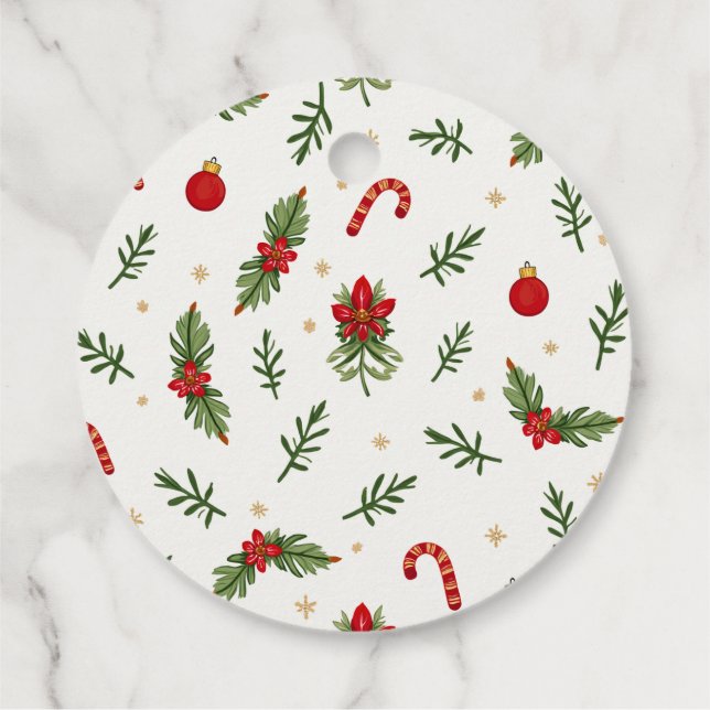 Étiquettes Cadeau Élégant Motif de Noël (Dos)