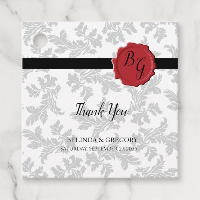 Étiquettes Cadeau Elégant Motif et Mariage de sceau de cire cadeau (Devant)