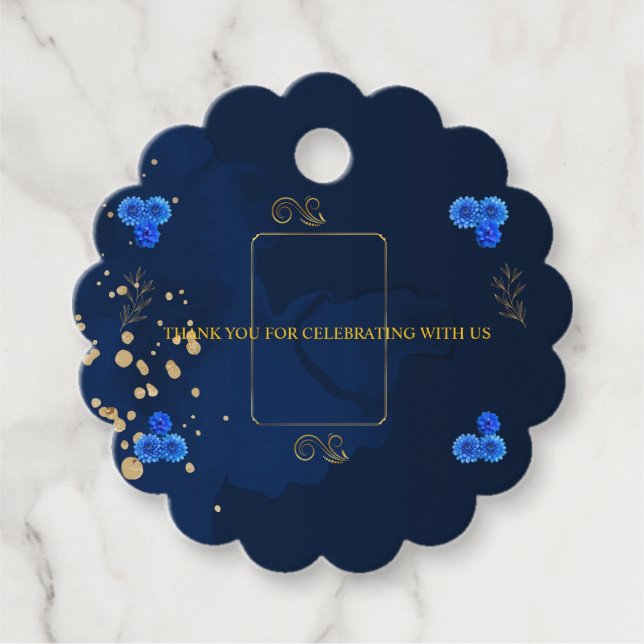 Étiquettes Cadeau Elegant Navy Blue Thank You Favor Card (Devant)