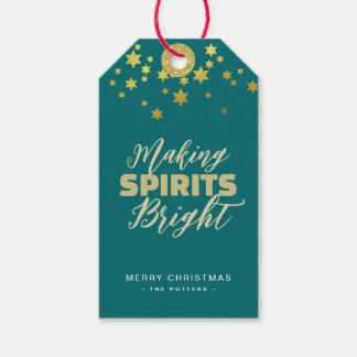 Étiquettes-cadeau Élégant Noël Vert & Or