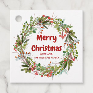 Étiquettes Cadeau Élégant Noël Wreath personnalisable
