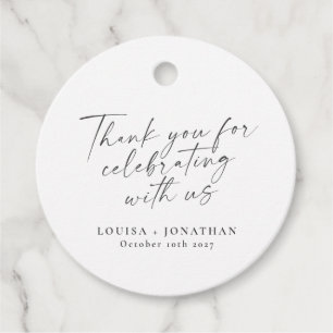 Étiquettes Cadeau Élégant noir blanc tendance Script Merci personnal