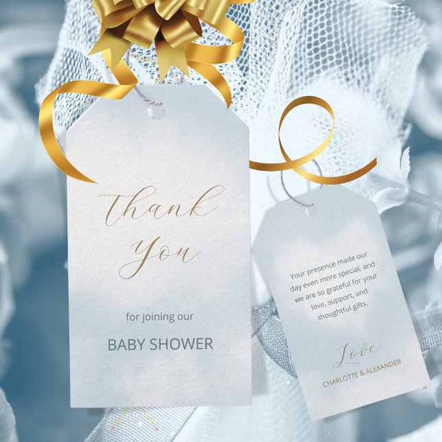 Étiquettes-cadeau Elégant nuage 9 Baby shower à thème Merci bleu (Zazzle Elegant Cloud 9 Theme Baby Shower Blue Thank You Gift Tag ©Susanne Sachers - Sunny Mind 🌞)