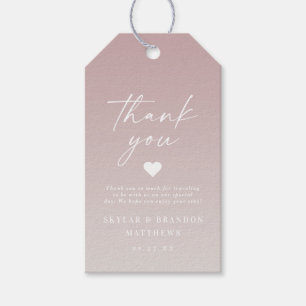 Étiquettes-cadeau Elégant Ombre Mauve et Merci Mariage blanc