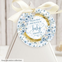Élégant Pastel Blue Gold Baby shower Favoriser les
