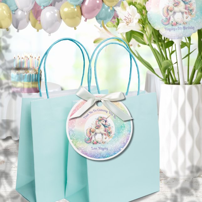 Étiquettes Cadeau Elégant Pastel Rainbow Unicorn Merci (Elegant Pastel Rainbow Unicorn Thank You Favor Tags)