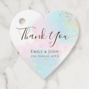 Étiquettes Cadeau Elégant Pastels rose Turquoise or Confetti Mariage