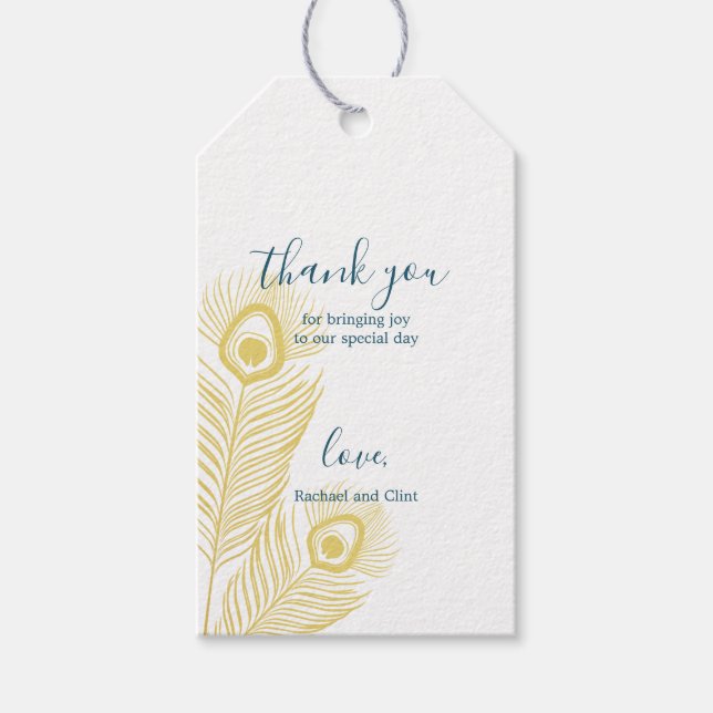 Étiquettes-cadeau Élégant Peacock Mariage Merci  Cadeau (Devant)