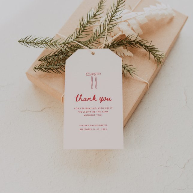 Étiquettes-cadeau Elegant Pink Coquette Bow Bachelorette Thank You (Créateur téléchargé)