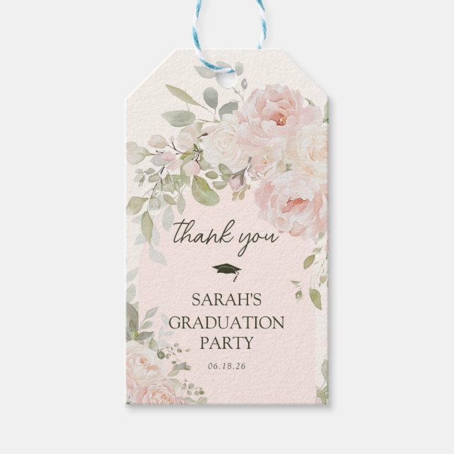 Étiquettes-cadeau Elegant Pink Floral Graduation  Thank you Favor (Devant)