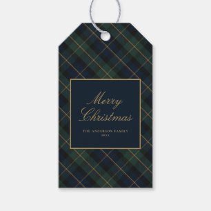 Étiquettes-cadeau Élégant Plaid de Noël Classique