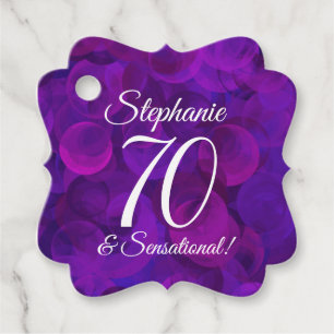 Étiquettes Cadeau Elegant Purple 70 et fête d'anniversaire sensation