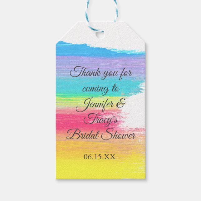 Étiquettes-cadeau Elegant Rainbow Personalized Lesbian Bridal Shower (Devant)