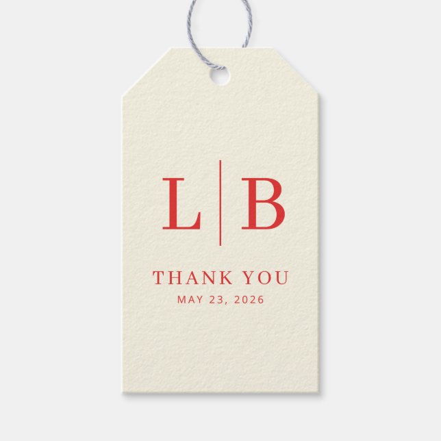 Étiquettes-cadeau Elegant Red Initials (Devant)