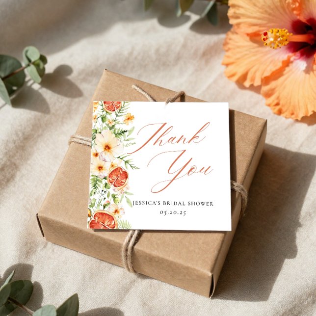Étiquettes Cadeau Élégant remerciement de Fête de Mariage Floral Cit (Créateur téléchargé)