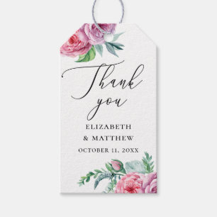 Étiquettes-cadeau Élégant remerciement de mariage floral bohème à l'