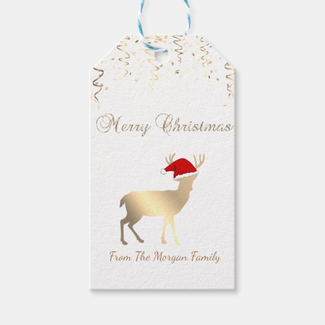 Étiquettes-cadeau Élégant, Renard de Noël, Confetti (Devant)
