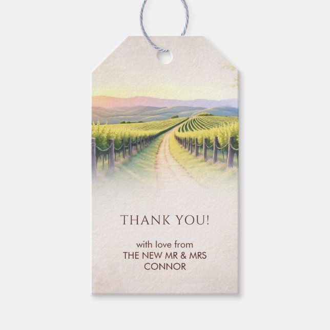 Étiquettes-cadeau Elegant Romantic Vineyard Rustic Wedding (Devant)