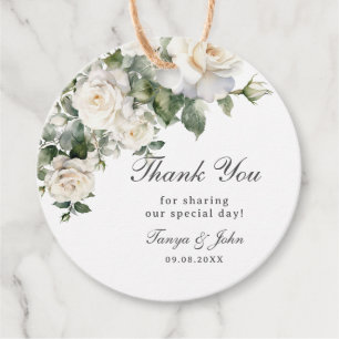 Étiquettes Cadeau Élégant Rose blanc ivoire Floral Mariage