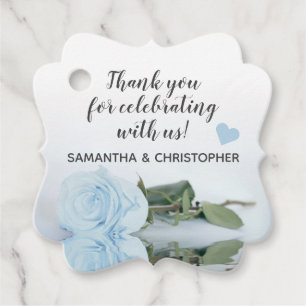 Étiquettes Cadeau Elégant Rose bleu Dusty Merci Mariage