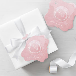 Étiquettes Cadeau Elégant Rose d'aquarelle Dusty Mariage de monogram