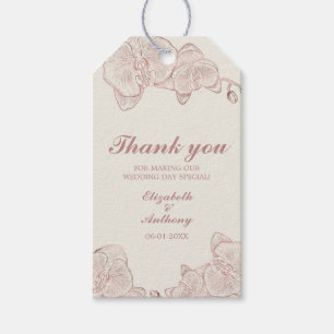 Étiquettes-cadeau Élégant Rose Dusty Mariage d'orchidée botanique